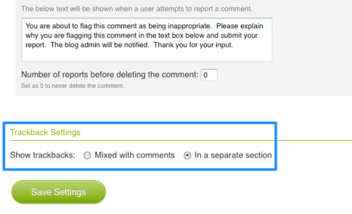 Trackback setting